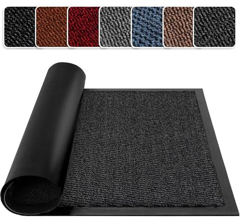 SG Traders Washable Door Mat - Non-Slip Rubber Backed Doormats Indoor & Outdoor - Highly Absorbent Door Mats, Floor Mat, Kitchen Mat, Perfect Dust Grabbing Doormats Dirt Trapper (50x80cm-Anthracite)
