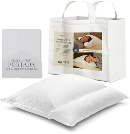 FOSSFLAKES Almohada de Soporte para el Cuello - Ergonómica, Almohada Viscoelastica Relleno Poliester | 60x63 cm