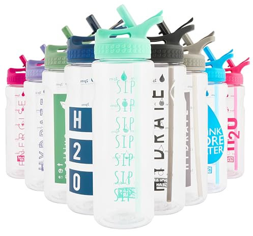 Polar Gear Motivational 750ml Water Bottle With Straw - BPA Free, Time Markings - Running & Sports Bottle, Reusable for Work, School, Cycling, Mint
