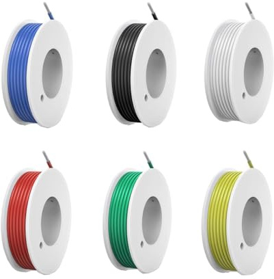 HAXIHA 26AWG Silicone Elettrico kit,26 AWG Flessibili Cavo Elettrico,Rame Stagnato,filo 6 colori (10 metridi ciascuno),Kit Filo di Collegamento per lampade, Elettrodomestici,Metri Ect