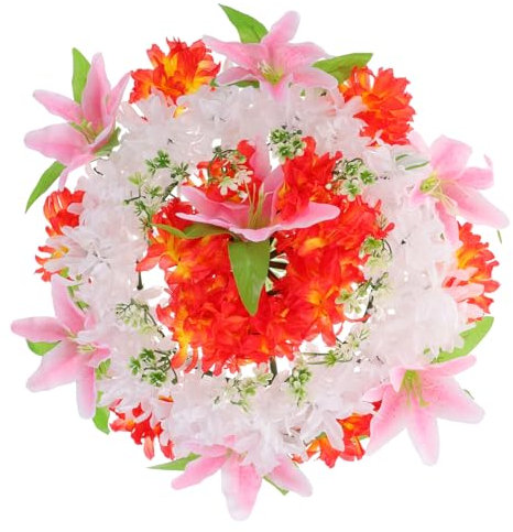 QUMIIRITY Couronne De Commémoration Funéraire Artificielle pour Tombe Faux Bouquet De Deuil Réaliste Guirlande De Fleurs De Cimetière sans Entretien