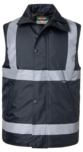 Oralidera Chaleco Acolchado de Seguridad para Hombre Invierno Cálido Chaleco Reflectante de Trabajo Alta visibilidad Chaqueta de Seguridad Sin Mangas, Negro, L