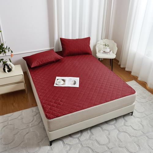 Hearda Empapadores Cama Adultos Lavables Protector de Cama Absorbentes Impermeable Antideslizante, Empapadores Reutilizables para Incontinencia, Mayores y Niños (Rojo Burdeos,160x200cm)