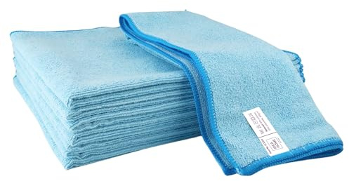 Idea Home Paquete de 8 Bayetas de Microfibra XXL 50x60 cm – Paño de Limpieza Absorbente y Resistente – Trapo Multiusos sin Rayas para Suelo, Cocina y Baño, Azul