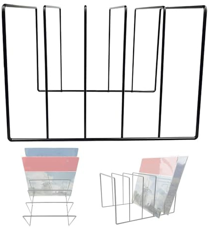 Kixolazr Soporte para discos de vinilo de hierro negro – Soporte de almacenamiento para exhibición y organización de álbumes, estante multiusos para revistas, libros y archivos de documentos