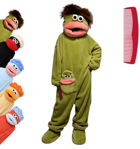 Big Mouth Monster Onesie, roligt stort munmonster, onesie-pyjamas, mjuka myskläder i plysch, gRÖN, XL