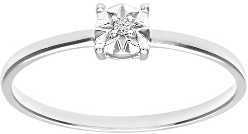 Bague Solitaire Femme - Or blanc (9 cts) 0.8 Gr - Diamant 0.01 Cts - T 53 - PR09510W(M)