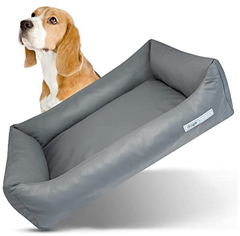 dogsfavorite Hunde-Bett - waschbares Hundekörbchen - hochwertiges Hundesofa - gelenkschonendes Hundekissen - robuste Hundematte - Hundekorb - grau - Gr. L 115 x 85 cm