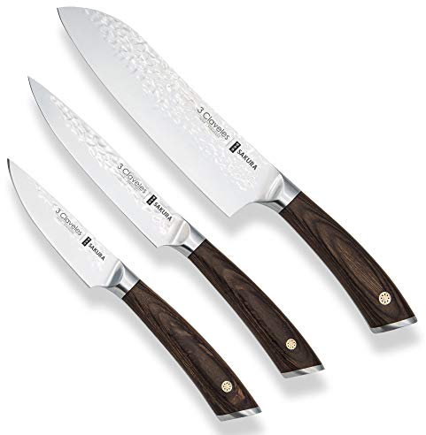 3 Claveles 28054 Cocina, Acero inoxidable, Set de 3 Cuchillos SAKURA