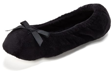 Dearfoams womens Layla Ballerina Slipper, Black, Small US