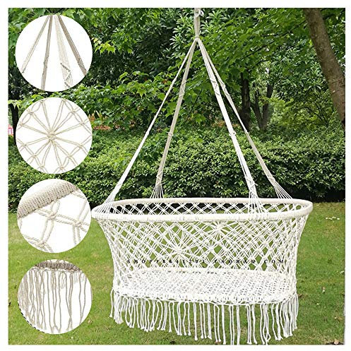 HOXMOMA Babybett Wiege, Hängende Hängematte für Kindergarten, Neugeborenes Baby-Schaukelkorb, Weiße Hohle Makramee