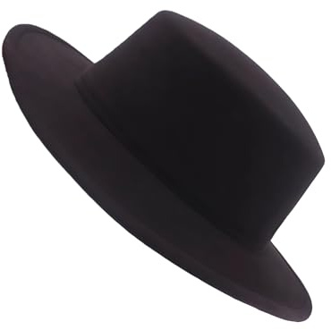 VASANA 1 pz Nero Unisex Moda Classico Misto Lana Nera Fedora Cappello Bordo Chiesa Piatto Derby Cap per Partito Esterna Protezione Solare Moda, B