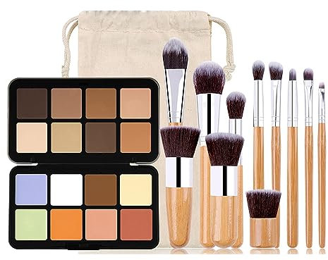 CHSEEO Professionale 16 Colori Coprente Palette, Trucco Per Correzione e Contouring Camouflage Cosmetico Fondotinta Palette in Crema + 11 Pennelli Trucco, Viso Occhi Correttore Coprendo Occhiaie