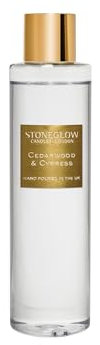 Stoneglow Luna Collection - Cedarwood & Cypress 210ml Scented Reed Diffuser Refill - White & Gold