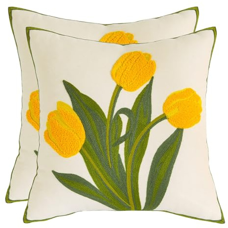 Tosleo - Juego de 2 fundas de cojín bordadas, 45 x 45 cm, fundas de almohada para dormitorio, sofá, salón, hogar, decoración de café
