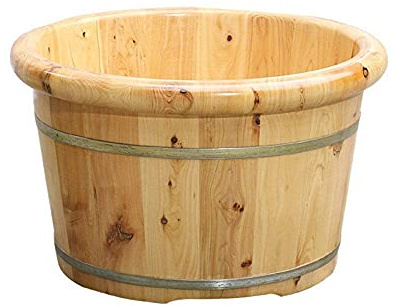 PACUM Cubo para pediluvio de Madera, Lavabo para pedicura, Barril para baño de pies 26 cm, Lavabo para pies de Madera Maciza, Cubo para baño de pies, Masaje en remojo, SPA, Sauna,