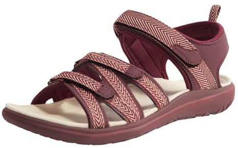 OutPro Sandales de randonnée pour femme - Sandales de sport légères et confortables pour le trekking - Bretelles réglables - Parfaites pour les aventures en plein air et la plage - Rouge 41, rouge