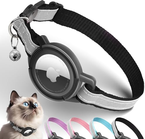 Airtag Katzenhalsband, Breakaway, Odokele Reflektierende Katzenhalsbänder mit Apple-Airtag-Halterung für Kätzchen, Katzen-GPS-Tracker, verstellbare Halsbänder mit