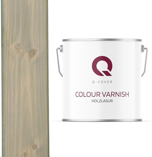 Q-Cover Holzlasur Hellgrau 7001, 5L (ca.25m²-1 Anstrich) Satin Holzschutz Holzschutzlasur Lasur Wasserbasierte Innen Außen Lasur Abperleffekt Für Holz