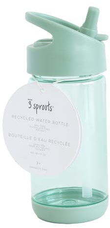 3 Sprouts - Kinder Trinkflasche Auslaufsicher - Recyceltem Kunststoff – BPA-frei Wasserflasche für Schule & Kindergarten, Spülmaschinenfest, 350ml - Grün