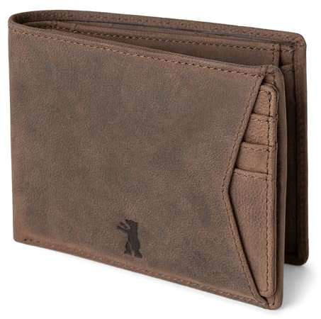 Berliner Bags Vintage Geldbörse Kiel, Portemonnaie mit RFID-Schutz, Geldbeutel aus Leder mit Ausweisfach und Kartenetui, für Herren - Braun