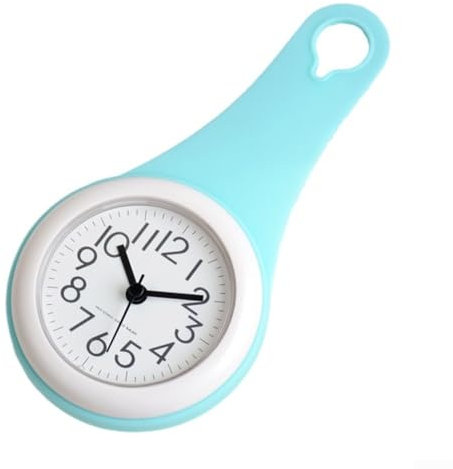 Orologio da parete per il bagno, impermeabile, piccolo, digitale, silenzioso, per doccia, dimensioni compatte, moderno, con display trasparente (ciano)