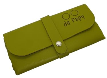 Créa03 Étui à Lunettes en Simili Cuir Vert avec Fermeture Magnétique, Inscription Lunette de Papy, idée cadeau hommen fête, anniversaire, noel, grand père, papi
