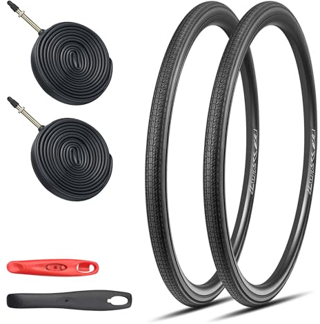 GRELiving 2-Pack 700x28/32/35c Road Bike Tire Set, Foldable Tires with Presta Valve FV48 Inner Tubes and Tires Lever,Suitable for Road Bikes、City Bikes、Touring Bicycle Bike (700x35c Set)