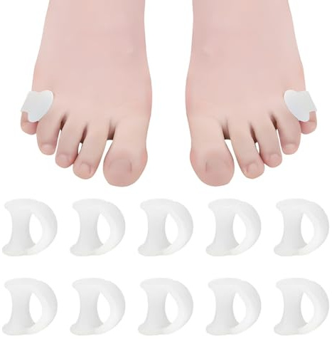Duoxiate Gel Toe Separator, Pinky Toe Spacers, Little Toe Cushions Straightener Bunion Corrector for Preventing Rubbing & Relieving Pressure, Pain Relief from Overlapping Toes (White-10pcs)