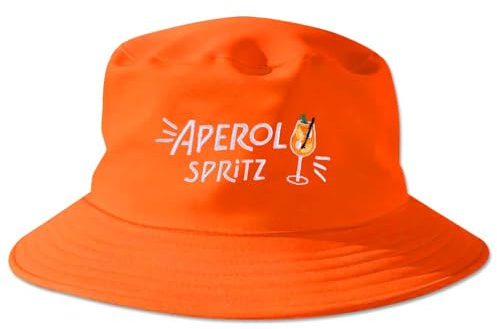 Chapeau de pêcheur Aperol Spritz - Chapeau de soleil - Chapeau de seau d'été pliable - Chapeau de sport d'extérieur unisexe - Cadeau d'anniversaire pour la pêche, la randonnée, la plage, le camping