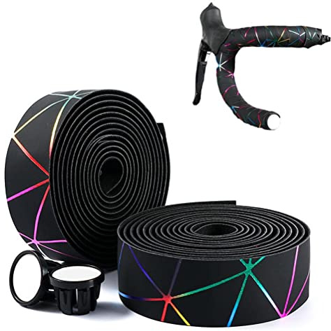 Kikumi 2pcs Cinta de Manillar de Bicicleta Líneas Coloridas Cinta de Barra de Barra Anti -Ciclismo de Ciclismo Envoltura Cinta de Manillar de Bicicleta de Carretera (A)
