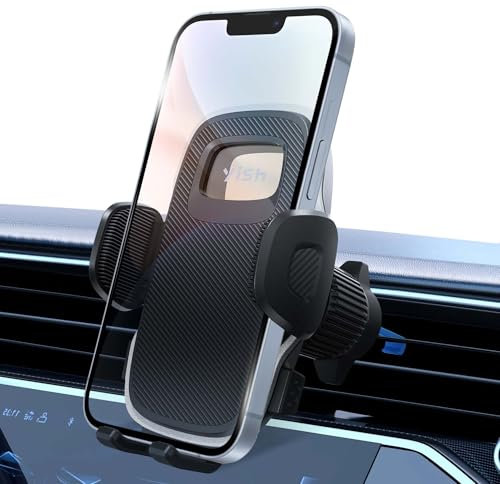 YISH Porta Soporte Movil Coche 360° Suporte Telemovel Carro [Gancho Mejorado y Silicona] Sujeta Moviles para Coche, Sujeción Movil Coche con iPhone, Samsung, Google, Sony y Más (Negro)
