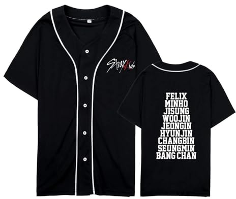 YiJee Stray-K T-Shirt de Baseball – Cardigan d'été pour Les Fans de Kpop, Stay et Les Amateurs de Groupe, Noir-9., S