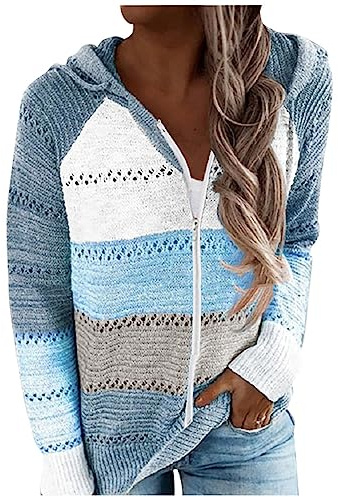 Generisch Pull à capuche long pour femme - Grandes tailles - Léger - Avec fermeture éclair - Fin - Sweat à capuche d'été avec poche - En coton - Veste à capuche - Veste de loisirs