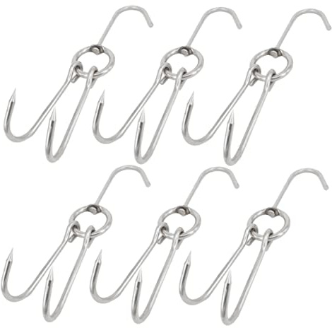MUCKLILY Crochet à Viande En Acier Inoxydable Lot De 6 Crochets Doubles De 24,5 Cm Pour Rôtissage Et Séchage Résistant Rouille Barbecue Cuisine Accessoires Pour Volailles