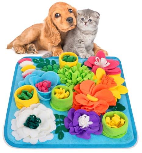 Oliumt Snuffle Mat for Dogs, Sniff Mat Slow Feeding Mat for Small Pets Cats, Rabbits - Help Stress Relief and Training - Stimulate Your Pet's Foraging Skills! (Sky Blue)
