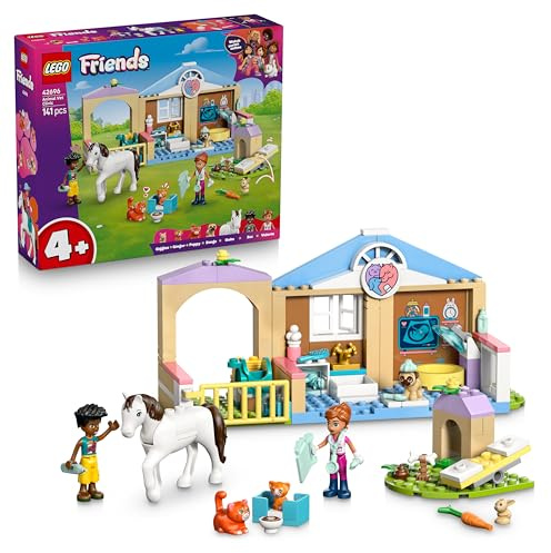 LEGO Friends La Clinique Vétérinaire - Jouet Éducatif - Écurie pour Chevaux, 2 Mini-Poupées, Figurines de Chien, Lapin & Chats - Accessoires - Cadeau d'anniversaire pour Fille dès 4 Ans 42696