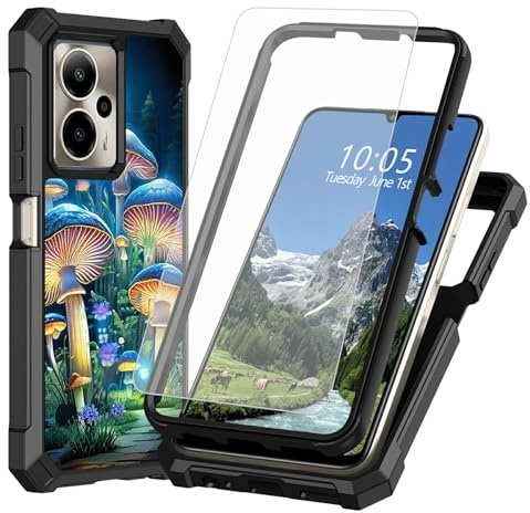 DIGTIALL Fodral för Cricket Outlast 5G 2024/ATT Motivate Pro 17 cm med skärmskydd i härdat glas, dubbla lager kraftigt stötsäkert skyddskåpa, svampfjäril