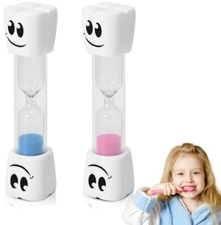 Juego de 2 relojes de arena de 2 minutos para cepillarse los dientes de los niños, temporizador arena rosa y azul, reloj de arena educativo para aprendizaje del tiempo, juegos, lectura y rutinas