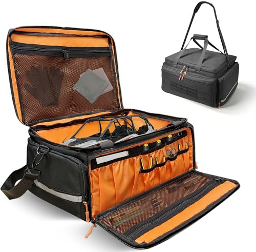 ORKELS RC Car Carrying Case For 1/14, 1/16, 1/18 Scale, Heavy Duty RC Storage Bag with Reinforced Base, Multi-Pocket Tool Organizer, Compatible with Traxxas RC Cars Trucks & Buggies