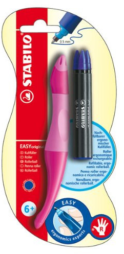 Ergonomischer Tintenroller für Rechtshänder - STABILO EASYoriginal in pink/hellpink - inklusive 3 Patronen