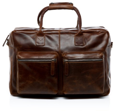 SID & VAIN Sac Ordinateur Portable Cuir véritable 15.4 Pouces Brighton Mallette Professionnelle bandoulière XL Grand pour Hommes Serviette de Travail Etudiante Marron