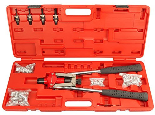 HASKYY® Profi Heavy DUTY Nietmutternzange Scheren Nietenzange für Blindnieten Blindnietmuttern inkl. 80 Nietmuttern in den Größen M5 M6 M8 M10