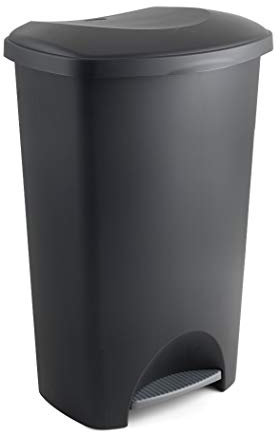 Addis Plastic Family Kitchen Utility Bin, 50 Litre, New Black with Silver Pedal