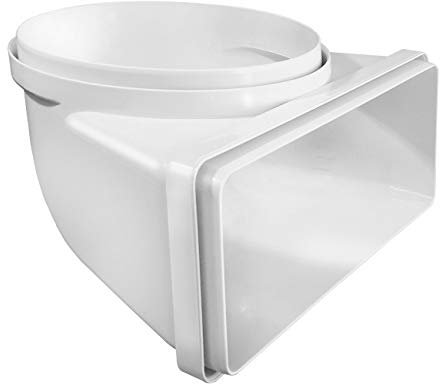 La Ventilazione CGV229B Curva verticale da tubo tondo ø 150 mm a rettangolare 220x90 mm in ABS. Colore bianco