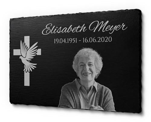 30 x 20 cm wetterfest & personalisiert | Gedenkstein für ein Urnengrab für Menschen | Gedenktafel mit Laser-Gravur für Menschen