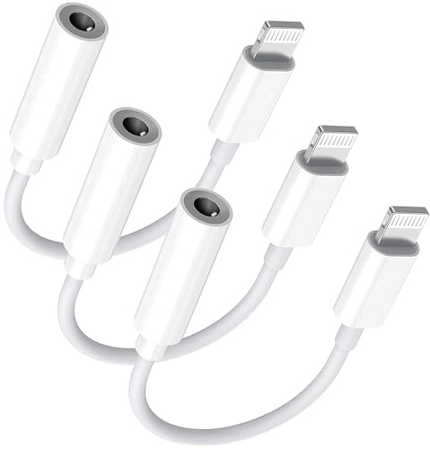Lightning to 3.5 mm Headphone Jack Adapter, [Apple MFi Certified] 3 Pack iPhone 3.5mm Headphones/Earphones Aux Audio Dongle Adapter Compatible for 14 13 12 11 XS XR X 8 7, Support All iOS