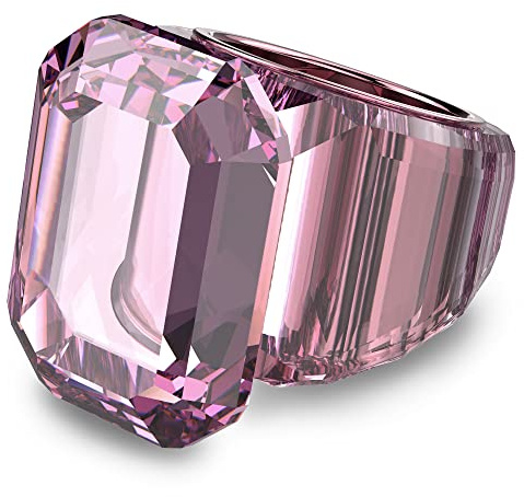Swarovski Lucent Cocktailring, Rosafarbener Damenring mit Edlen Swarovski Kristallen