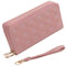 Yibingkea Portafoglio da donna in pelle PU con doppia cerniera portamonete da donna grande capacità portafoglio per telefono con più slot per carte da polso (Pink2)