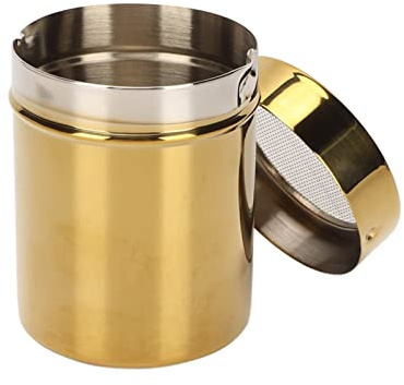Powder Shaker Stainless Steel Gold Fine Mesh Powder Sugar Shaker for Kitchen